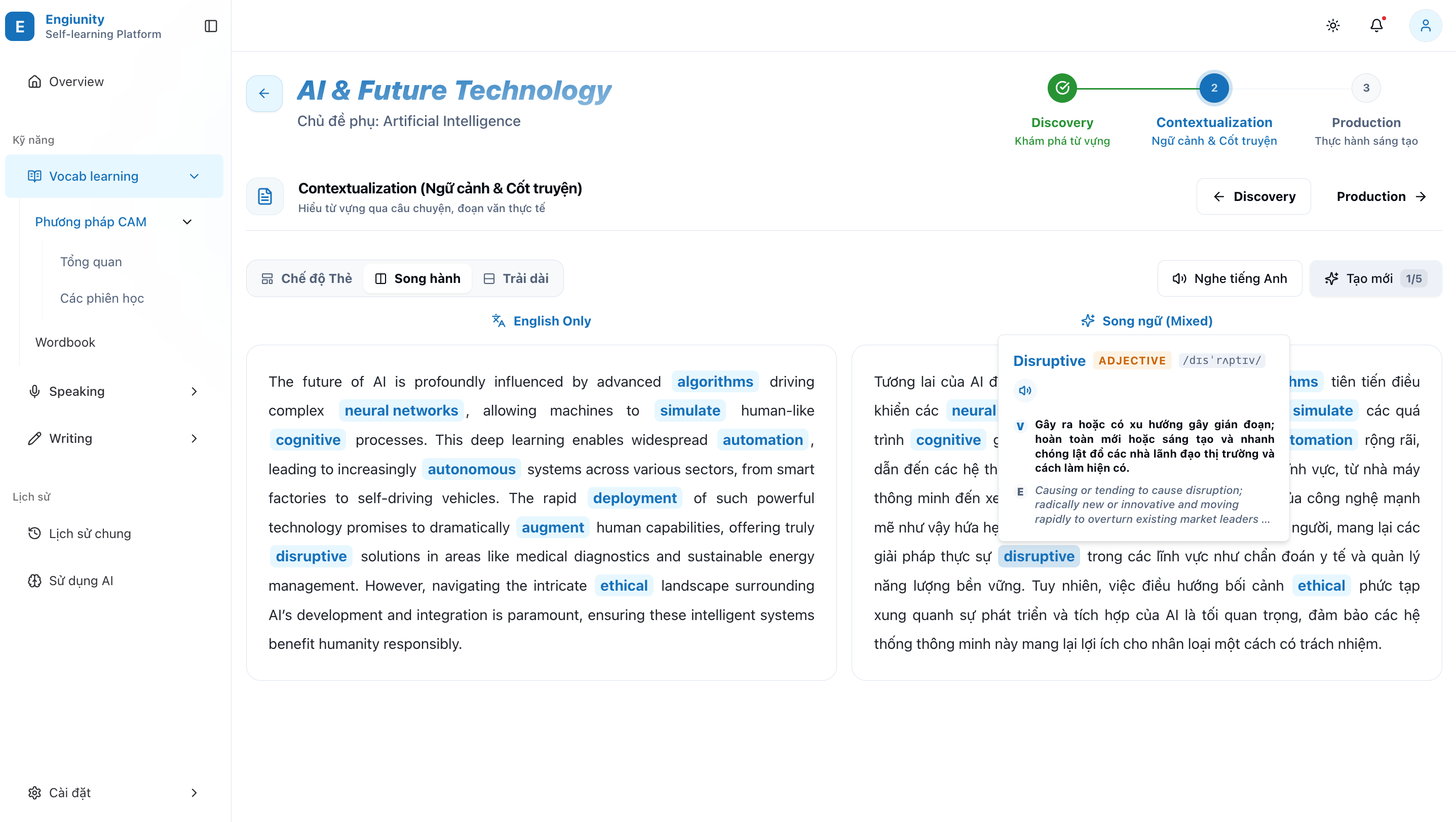 Contextualization - AI-generated examples and explanations