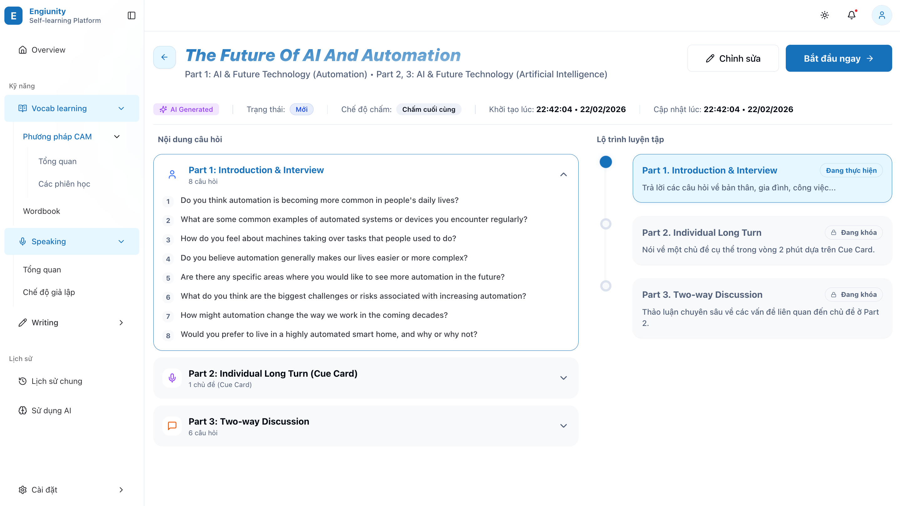 Speaking Session Details - Comprehensive performance dashboard
