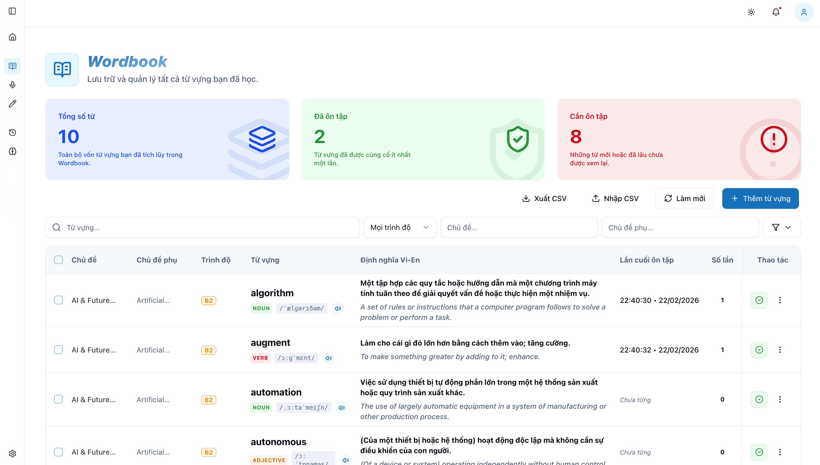 Personalized Wordbook